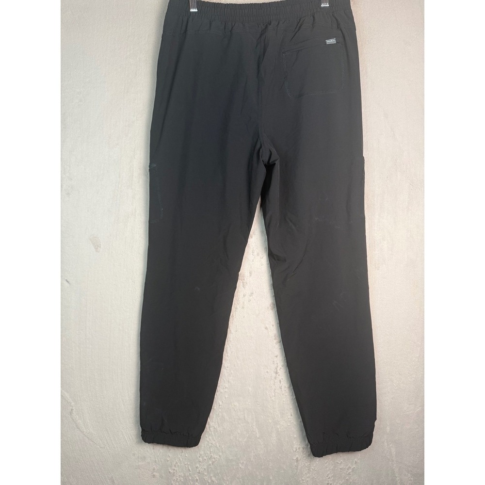 Eddie Bauer Fleece Lined Jogger Pants Women 8 Black Plaid Hiking Utility Cargo - Picture 2 of 13